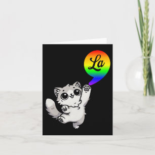 Comma-la With Cute Cat Kamala Rainbow Design Card