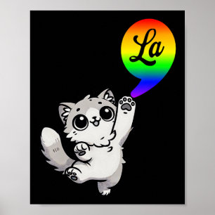 Comma-la With Cute Cat Kamala Rainbow Design  Poster