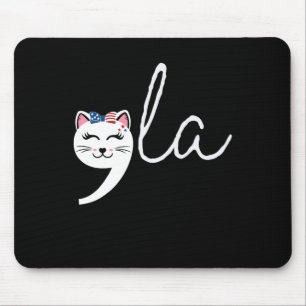 Comma Patriotic Cat Shirt 2024 Womens Girls La Mouse Pad