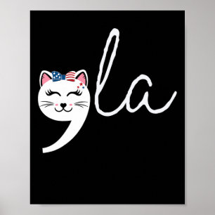 Comma Patriotic Cat Shirt 2024 Womens Girls La Poster