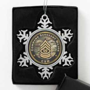 Command Sergeant Major CSM Snowflake Pewter Christmas Ornament