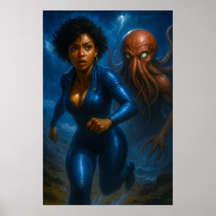 Commander Gail Kween vs Grotesque Octopus Anime Poster