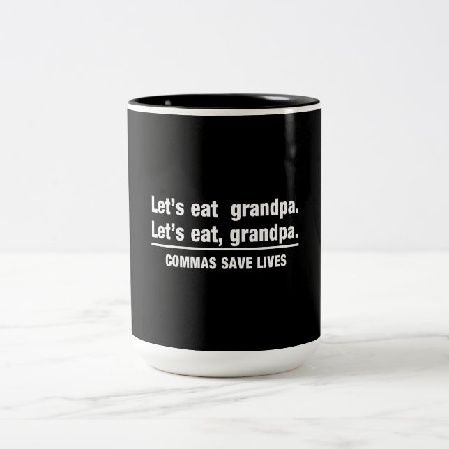 Commas Save Grandpas Two-Tone Coffee Mug (Center)