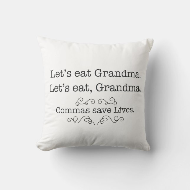 Commas Save Lives Cushion (Front)