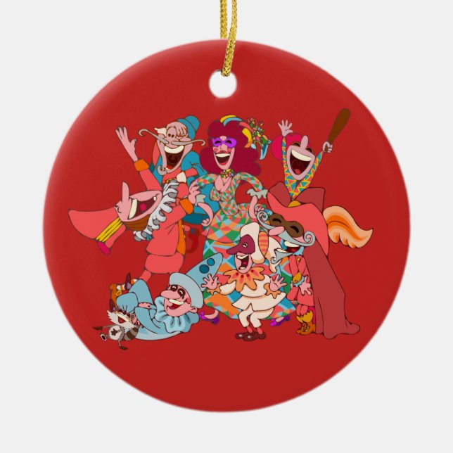 Commedia dell'Arte, a weird jolly bunch! Ceramic Ornament (Front)