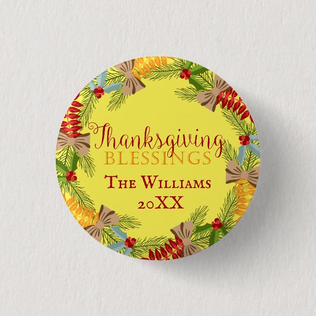 Commemorate Your Thanksgiving Dinner 3 Cm Round Badge (Front)