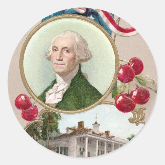 Commemorating George Washington Classic Round Sticker (Front)