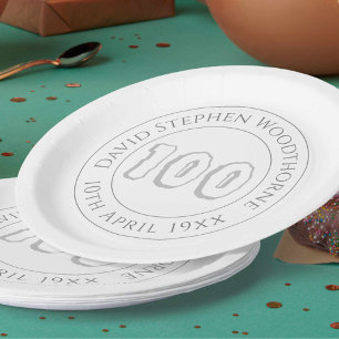 Commemorative 100th Birthday Celebration Paper Pla Paper Plate