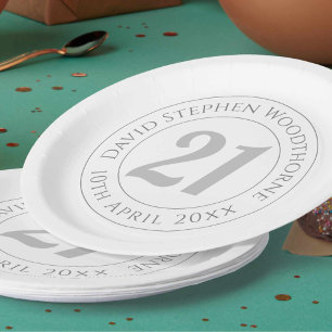 Commemorative 21st Birthday Celebration Paper Plate