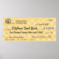 Commemorative 36x16 giant charity bonus faux check