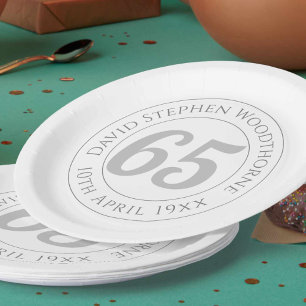 Commemorative 65th Birthday Celebration Paper Plate