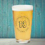 Commemorative Birthday Celebration Personalised Glass<br><div class="desc">Commemorative birthday celebration glass with person's name,  and the date of their birthday. A glass for someone who is 18. Outline number style.</div>