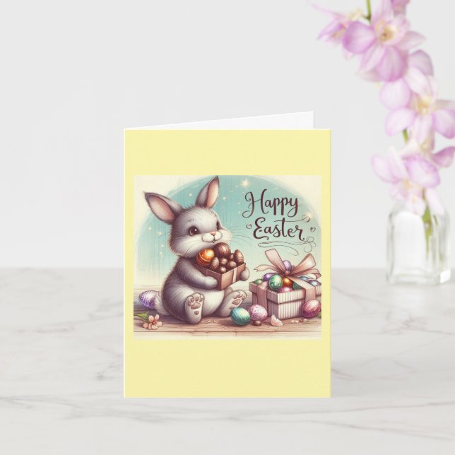 Commemorative Card Easter Leaf Rabbit (Orchid)