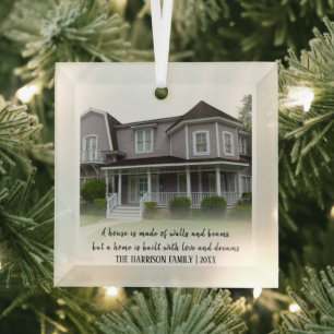 Commemorative New Home   Photo Christmas Tree Glass Tree Decoration