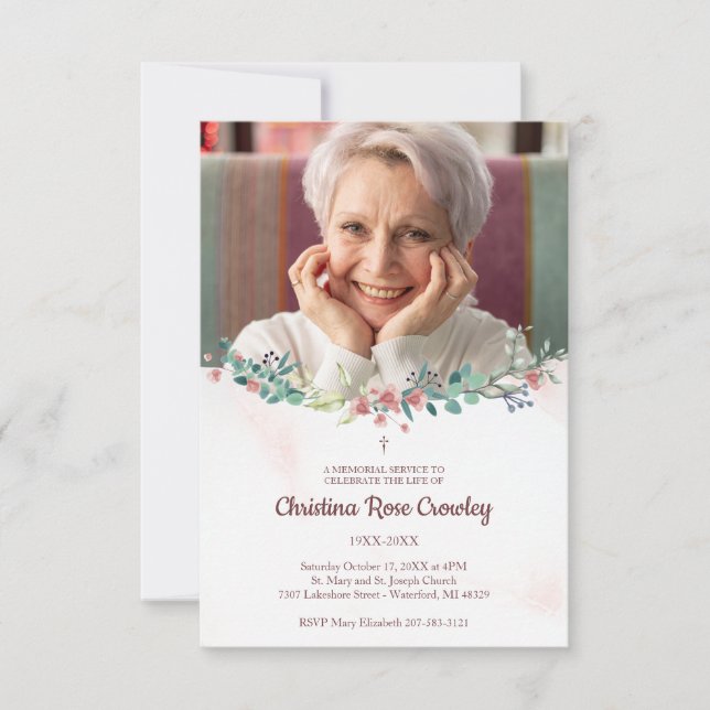 Commemorative Photo Dear Ones with Floral in Pink Card (Front)