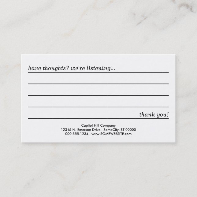 comment card (Front)