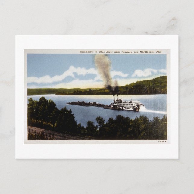 Commerce on Ohio River Postcard (Front)