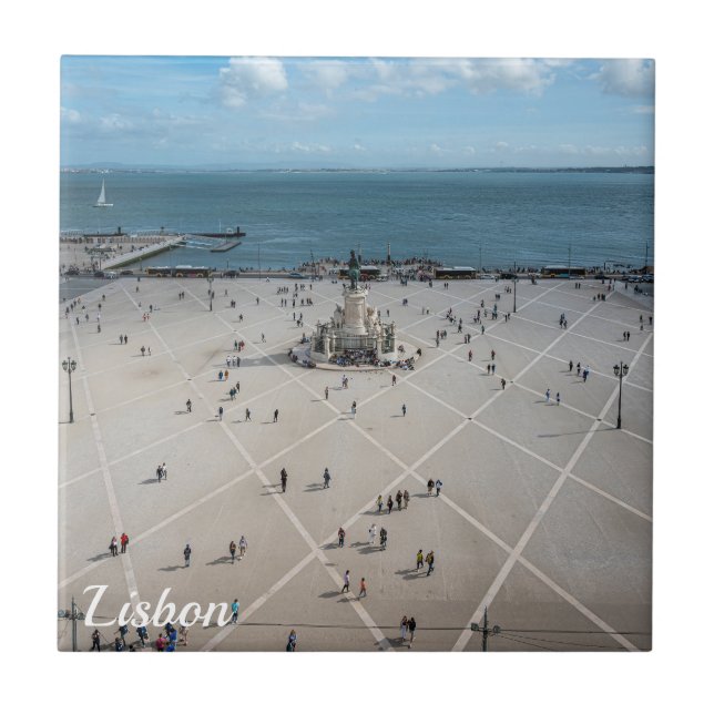 Commerce Square from above in Lisbon, Portugal Ceramic Tile (Front)