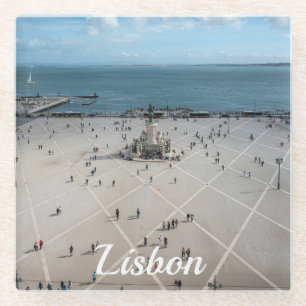 Commerce Square from above in Lisbon, Portugal Glass Coaster
