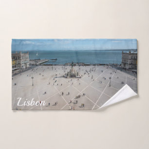 Commerce Square from above in Lisbon, Portugal Hand Towel