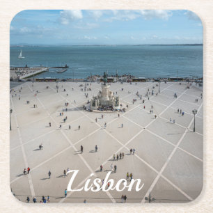 Commerce Square from above in Lisbon, Portugal Paper Coaster