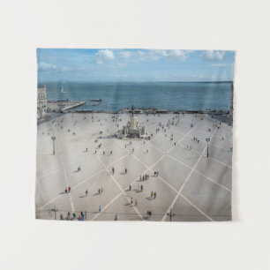 Commerce Square from above in Lisbon, Portugal Tapestry