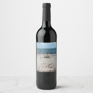 Commerce Square from above in Lisbon, Portugal Wine Label