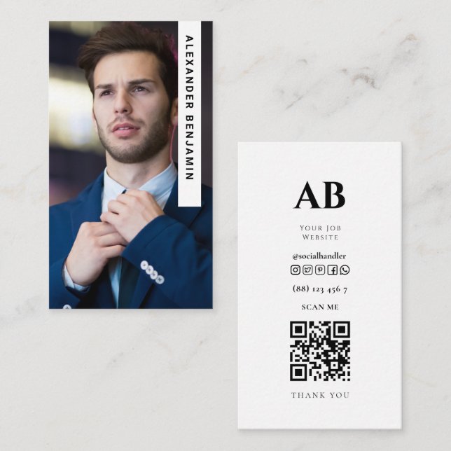 Commercial Banker Photo QR Code Business Card (Front/Back)