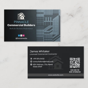 Commercial Building Contractors   Dark Minimalist Business Card