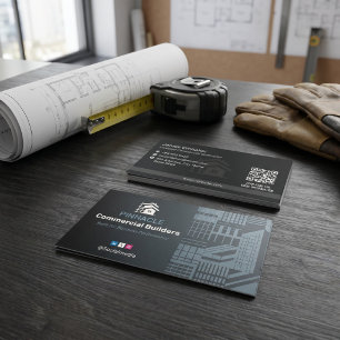 Commercial Building Contractors   Dark Minimalist Business Card