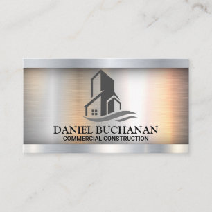 Commercial Building Logo   Metallic Business Card