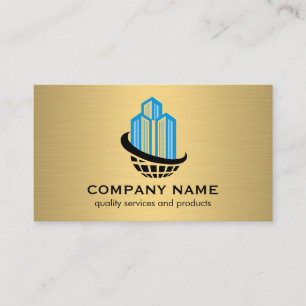 Commercial Buildings Global Logo   Gold Metallic Business Card