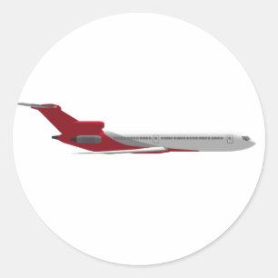 Commercial Jet Aeroplane: 3D Model: Classic Round Sticker