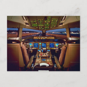 Commercial Jet Aircraft Cockpit Interior Postcard