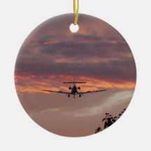 Commercial Jet Landing At Sunset