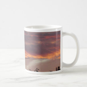 Commercial Jet Landing At Sunset Coffee Mug