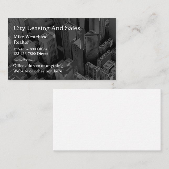 Commercial Office Leasing And Realty Business Card (Front/Back)