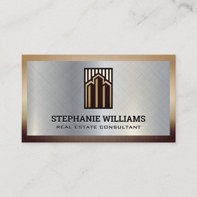Commercial Real Estate Building Logo Business Card (Front)