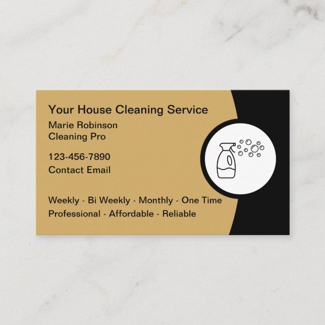 Commercial Residential Cleaning Service Business Card (Front)