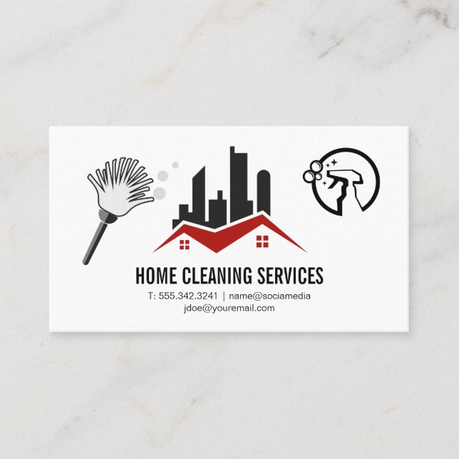 Commercial Residential Logo | Maid Spray Duster Business Card (Front)