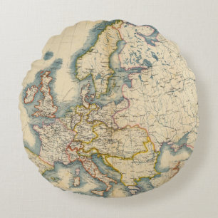 Commerciale Industrial Map of Europe Round Cushion