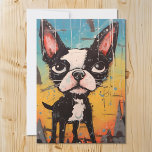 Commical and Whimsical Boston Terrier Dog Holiday Card<br><div class="desc">Our whimsical comical Boston Terrier dog greeting card. Sure to bring a smile to the face of anyone who loves their Bison Terrier dog!</div>