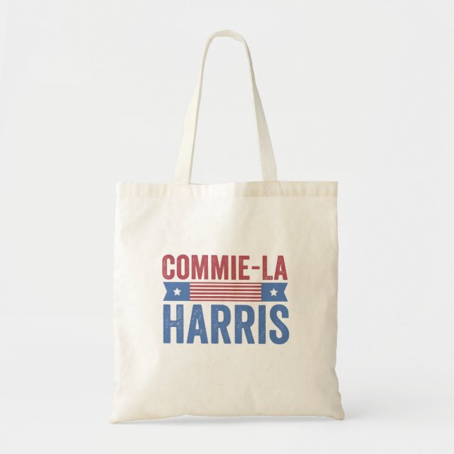 Commie-La Harris 2024 Funny Anti Kamala Harris Tote Bag (Front)