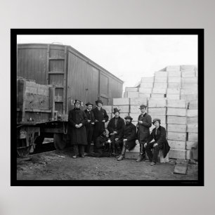 Commissary Clerks by a Railroad Car 1863 Poster