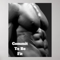 Commit To Be Fit Gym Wall & Fitness Poster - Abs