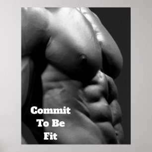 Commit To Be Fit Gym Wall & Fitness Poster - Abs