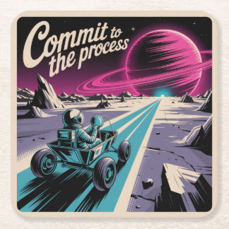 Commit To The Process Square Paper Coaster