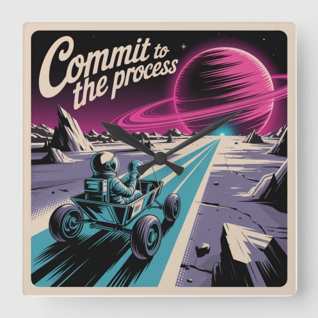 Commit To The Process Square Wall Clock (Front)