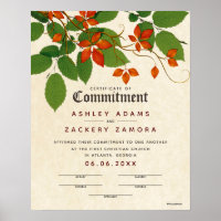 Commitment Botanical Wedding Certificate