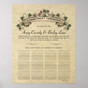 Commitment Guest book ornate Wedding Certificate